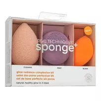 Real Techniques kempinėlė makiažui Real Techniques kempinėlė + švytėjimo suteikianti veido oda (3 vnt.)