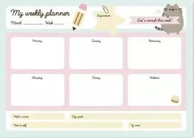 Pusheen - savaitės planuoklis iš „Foodie“ kolekcijos, 54 A4 formato puslapiai