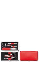 ZWILLING TWINOX Rinkinys kelioninis - raudona skórzane etui, 7 dalys
