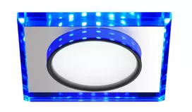 Pakabinamas šviestuvas Candellux SSP-22 CH/TR+BL 8W LED 230V ŽIEDAS LED MĖLYNAS ŽEMYNAS ŠVIESUS PAKABAMAS Kvadratinis STIKLAS