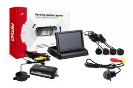 Amio Parkavimo pagalbos sistema TFT02 4,3" su HD-305-LED kamera, 4 juodi jutikliai