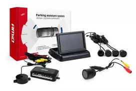 Amio Parkavimo pagalbos sistema TFT02 4,3" su HD-301-IR kamera, 4 juodi jutikliai