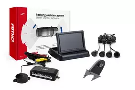 Amio Parkavimo pagalbos sistema TFT02 4,3" su HD-502-IR kamera, 4 juodi jutikliai GOLD