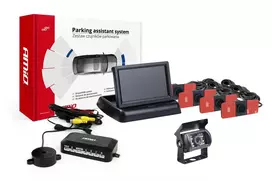Amio Parkavimo pagalbos sistema TFT02 4,3" su HD-501-IR kamera, 4 juodi jutikliai, vidinis montavimas