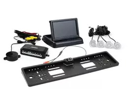 Amio Parkavimo pagalbos sistema TFT02 4,3" su HD-402-LED kamera, 4 sidabro spalvos jutikliai