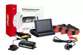 Amio Parkavimo pagalbos sistema TFT02 4,3" su HD-305-LED kamera, 4 juodi jutikliai, vidinis montavimas