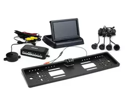 Amio Parkavimo pagalbos sistema TFT02 4,3" su HD-402-LED kamera, 4 juodi jutikliai GOLD