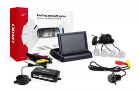 Amio Parkavimo pagalbos sistema TFT02 4,3" su HD-305-LED kamera, 4 sidabro spalvos jutikliai