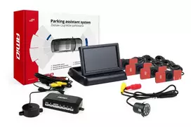 Amio Parkavimo pagalbos sistema TFT02 4,3" su HD-308-LED kamera, 4 juodi jutikliai, vidinis montavimas