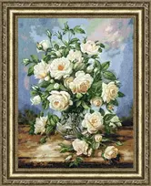 Beldizart Kryželiu siuvinėjimo rinkinys "Baltų rožių puokštė" 43.5x33.8cm S/LTS043 (D)