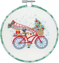 DIMENSIONS Simplicity Creative Corp Kryželių siuvinėjimo rinkinys su lankeliu "Holiday Bicycle" D72-09003