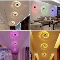 LED sieninis-lubinis šviestuvas 3D 3W RGB