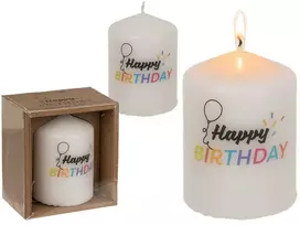 Cilindrinė žvakė "Happy Birthday"