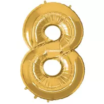Springos Pripučiamas skaičius „8“ auksinis 40 cm gimtadieniui