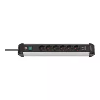 Carruzzo Brennenstuhl 1391030610 elektros tinklo ilgintuvas 3 m 6 AC išvestis(ys / čių) Vidaus Juoda, Sidabras