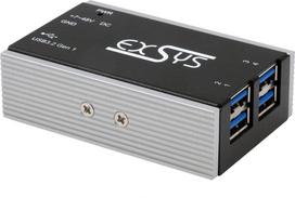 EXSYS GmbH Kleinster 4-Port USB 3.2 Gen 1 Metall HUB, 15KV ESD Schutz, -40°C bis +85°C (EX-1181HMS-WT)