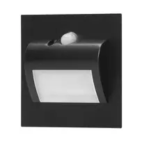 Orno DRACO LED NEW 1.5W, įleidžiamas laiptų šviestuvas, 12VDC, 30lm, 6000K, juodas, su judesio ir prieblandos jutikliu