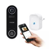 Virone Bezprzewodowy LAYO belaidis vaizdo durų skambutis su „Full HD“ vaizdo kamera, „Wi-Fi“ ir tinklo imtuvu, IP65, bendravimas su išmaniuoju telefonu per „Tuya“ programėlę, 60 skambučių