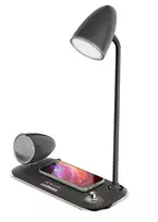 Tellur Nostalgia belaidis stalo įkroviklis, „Bluetooth“ garsiakalbis, stalinė lempa, juodas
