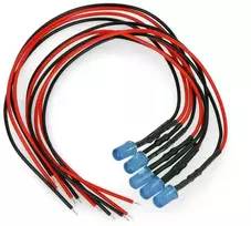 Oem 5mm 12V LED su rezistoriumi ir laidu - mėlyna