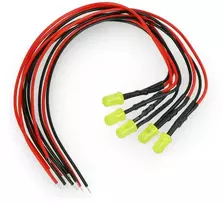 Oem 5mm 12V LED su rezistoriumi ir laidu - geltona