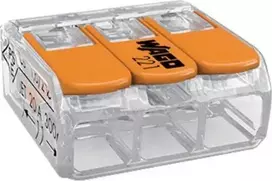 Złączka „Wago“ 3 takelių jungtis, modelis: 221-413, nuo 0,20 iki 4,00 mm², 5 vnt.
