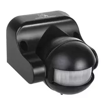 Czujnik „Maclean“ PIR judesio jutiklis, infraraudonųjų spindulių, IP44, juodas, veikimo nuotolis 12 m, maksimali apkrova 800/1200 W, MCE358 B