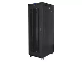 LANBERG FF01-8227-23BL laisvai pastatomas stovas 19 colių savaime surenkamas plokščias paketas 27U/800x1200mm juodas tinklinės durys LCD