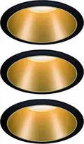 Paulmann Cole Coin įmontuotas šviestuvas 3 krypčių pritemdomas LED 3x6,5W 2700K 230V Juodas/Auksinis kilimėlis/Plastikas