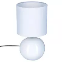 Lamp Baltas naktinis šviestuvas Boule, dekoratyvinis apšvietimas su gaubtu ir keraminiu pagrindu E14