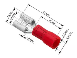 43-043# Oem Vamzdelio formos jungtys 6.3/21 100vnt - raudona