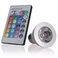 3W LED RGB E27 lemputė su pulteliu keičianti spalvas