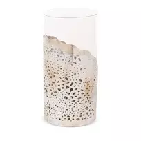 Eurofirany Stiklinė dekoratyvinė žvakių dėtuvė, smėlio spalvos, 16 cm pločio ir 32 cm ilgio, svetainės ar miegamojo dekorui, elegantiškas namų aksesuaras, stilinga interjero detalė