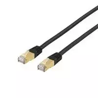 Patch kabelis DELTACO S/FTP Cat7, 1m, 600MHz, Delta sertifikuotas, LSZH, RJ45 jungtys, juodas / STP-71S