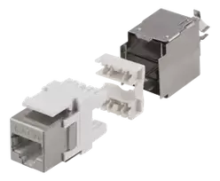 Cat6" ekranuotas "Keystone" lizdas, LSA / 110 jungtis, plastikinis, 180 DELTACO balta/metalo / MD-119
