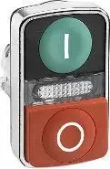 Schneider Electric Dvivietis žalias / raudonas O-- mygtukas su apšvietimu (ZB4BW7L3741)