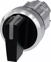 Siemens Jungiklis su foninio apšvietimo parinktimi 22 mm apvalus metalinis juodas trumpas rašiklis 3 pozicijų. I-O-II be savaiminio grąžinimo 3SU1052-2BL10-0AA0
