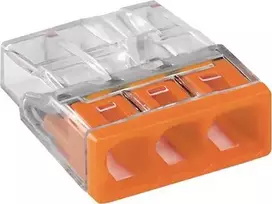 Złączka „Wago“ 3 takelių jungtis, modelis: 2273-203, nuo 0,5 iki 2,50 mm², 5 vnt.
