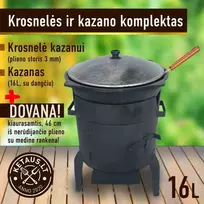 Kazan Mangal Komplektas: Kazanas 16L (Namangan), krosnelė kazanui 3mm, kiaurasamtis.