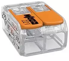 Złączka „Wago“ 2 takelių jungtis, modelis: 221-412, nuo 0,20 iki 4,00 mm², 5 vnt.