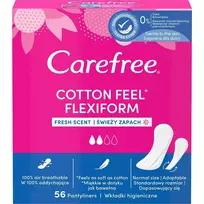 „Carefree“ medvilniniai įklotai „Flexiform Fresh Scent“ – gaivus kvapas, 1 pakuotė – 56 vnt.