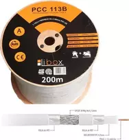 Shumee koaksialinis kabelis SAT 1.13/4.7 LIBOX reakcija į ugnį Eca PCC113B /200m/