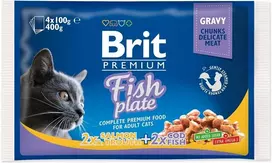Drėgnas Kačių Maistas - BRIT Premium Cat žuvis Plate, 4x100g
