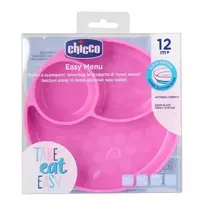 CHICCO 00010216100000 Silikoninė lėkštė 3 šviesų mergaitė
