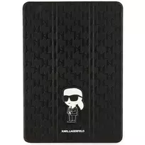 Karl Lagerfeld Saffiano Monogram Ikonik dėklas iPad 10.2" 2019 (7-osios kartos) su Folio Magnet ištisiniu dangteliu - Juodas