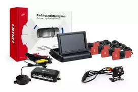 Amio Parkavimo pagalbos sistema TFT02 4,3" su HD-315-LED kamera, 4 juodi jutikliai, vidinis montavimas