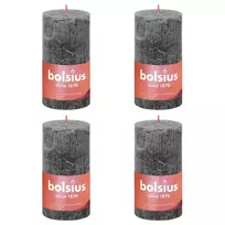 Bolsius Žvakės Shine, 4vnt., audros pilkos, 130x68mm, cilindro formos