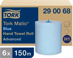 Mėlyna Popieriniai rankšluosčiai Tork Matic Soft Mėlyna Advanced H1 (290068), 2 sluoksniai, melsvos spalvos, 150m, 612 lapelių