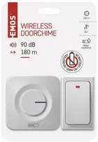 Durų skambutis, bevielis, 90db, 180m, be baterijų, baltas, EMOS