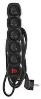 Emos Prailginimo laidas 3 m / 5 lizdai / su jungikliu / juodas / PVC / 1,5 mm2